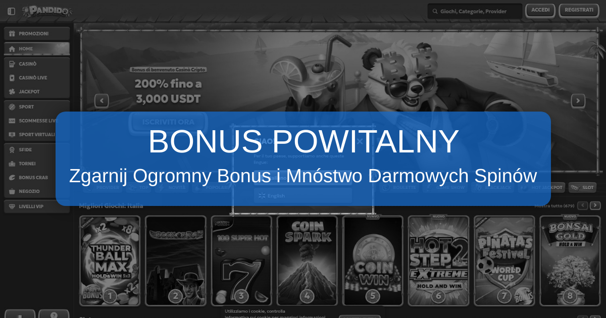 Pandido Casino welcome bonus
